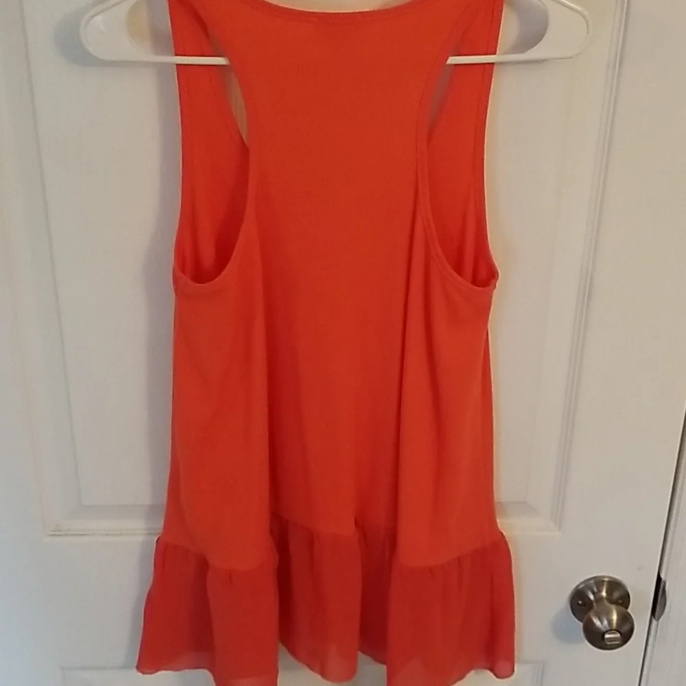Umgee Orange Racerback Ruffled Hem Tank Tunic - Picture 6 of 7